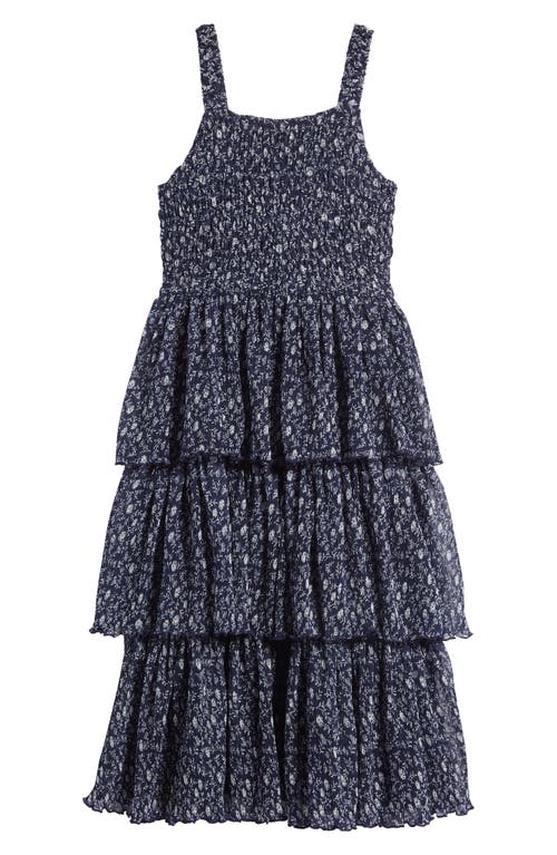 Nordstrom Kids' Smocked Tiered Dress Navy Peacoat Seaside Floral at