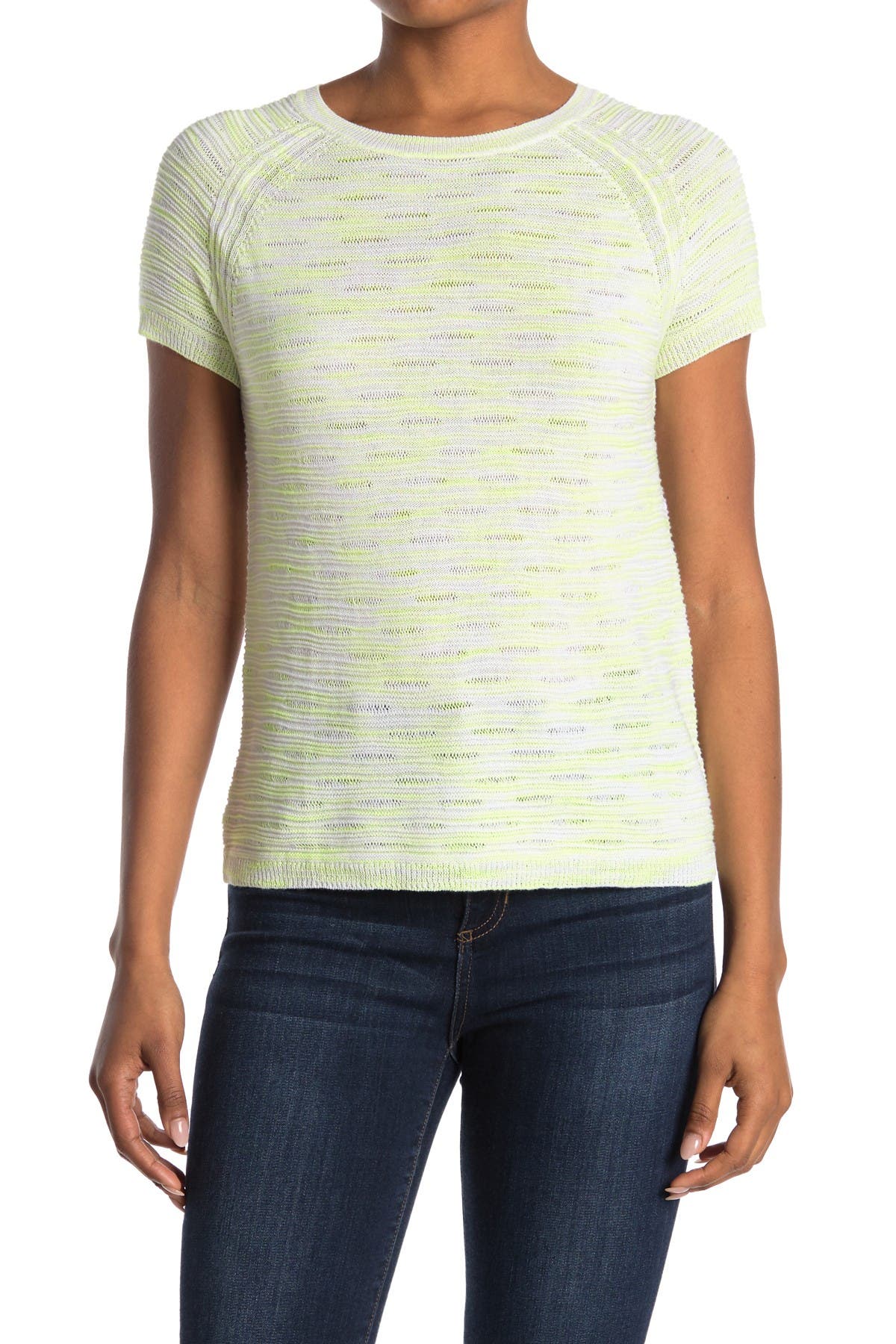 Autumn Cashmere Space Dye Short Sleeve Top In Light/pastel Green2