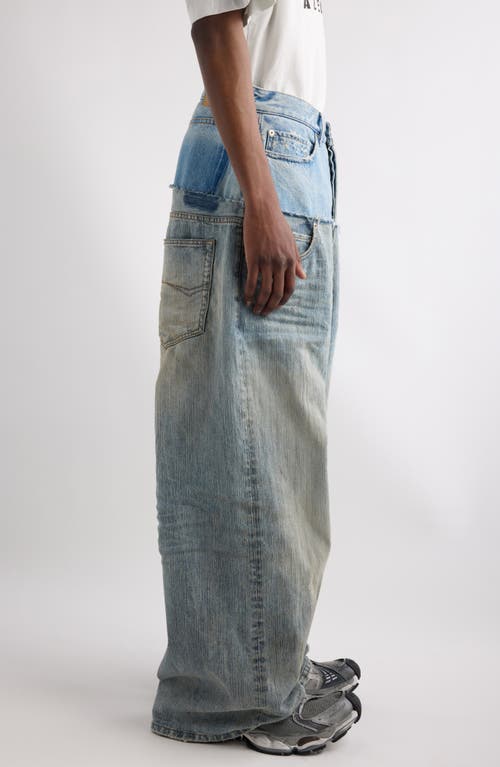 Shop Balenciaga Distressed Layered Jeans In 3969 Iced/stained