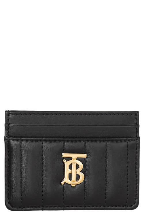 burberry Lola Quilted Leather Card Case in Black /Light Gold at Nordstrom