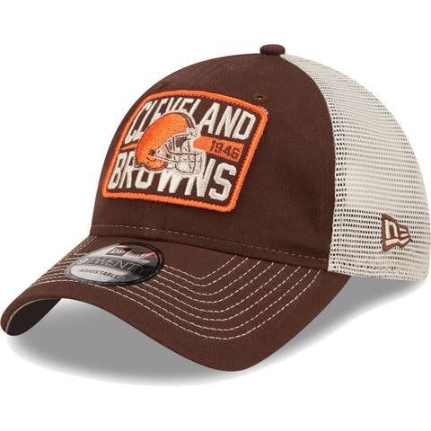 Men's Fanatics Branded Brown/White Cleveland Browns Iconic Team Stripe Trucker Snapback Hat