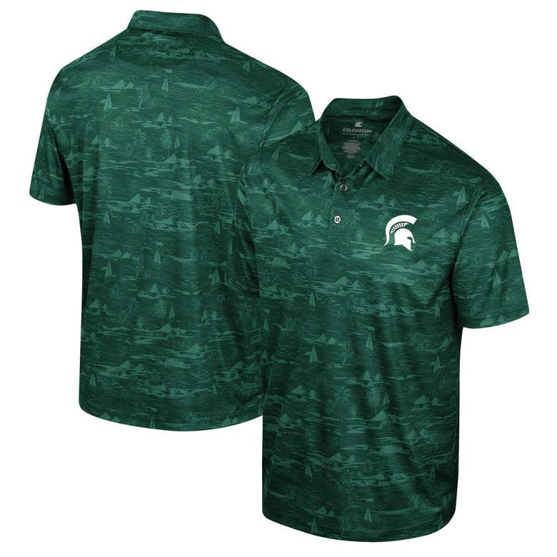 Shop Colosseum Green Michigan State Spartans Daly Print Polo