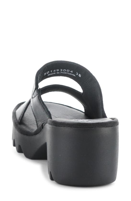 Fly London Tech Platform Sandal In Black Mousse