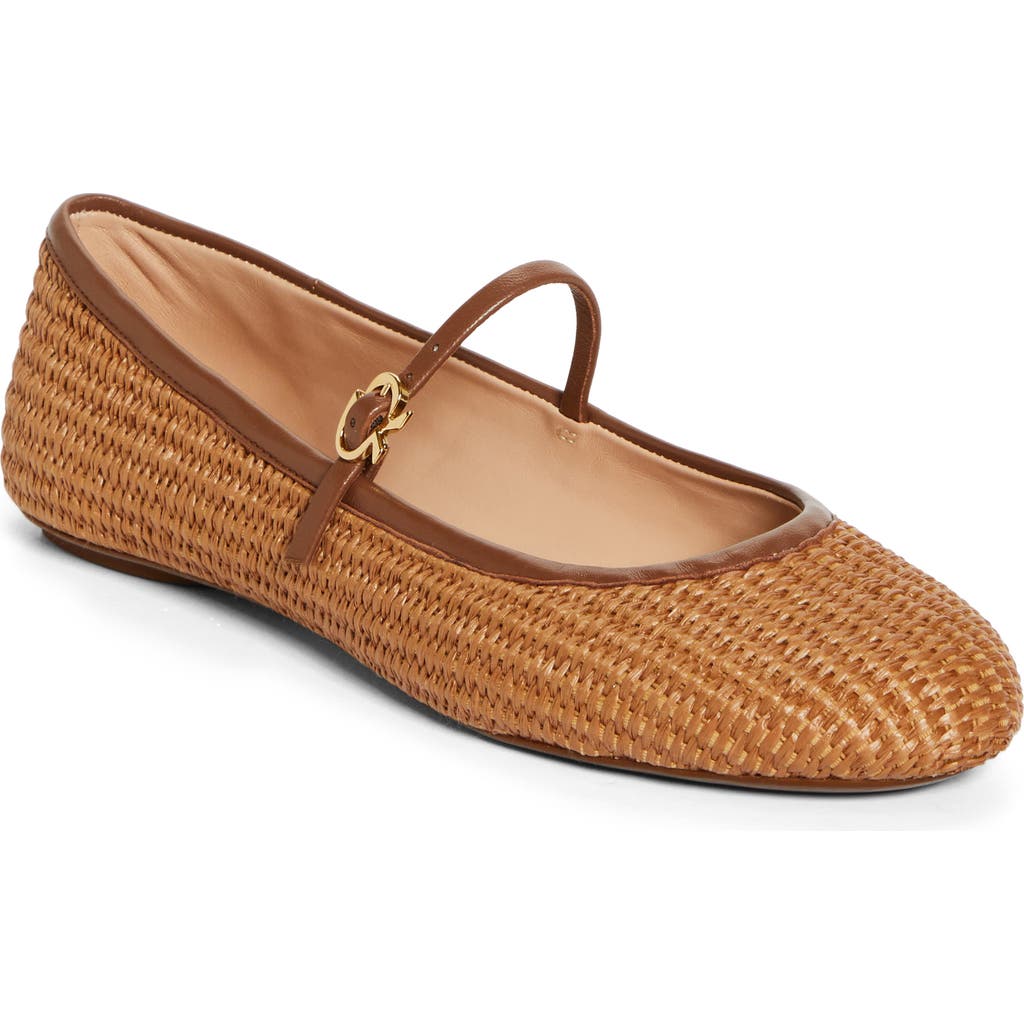 Shop Gianvito Rossi Carla Raffia Ballet Flat In Marbella/nappa/cuoio