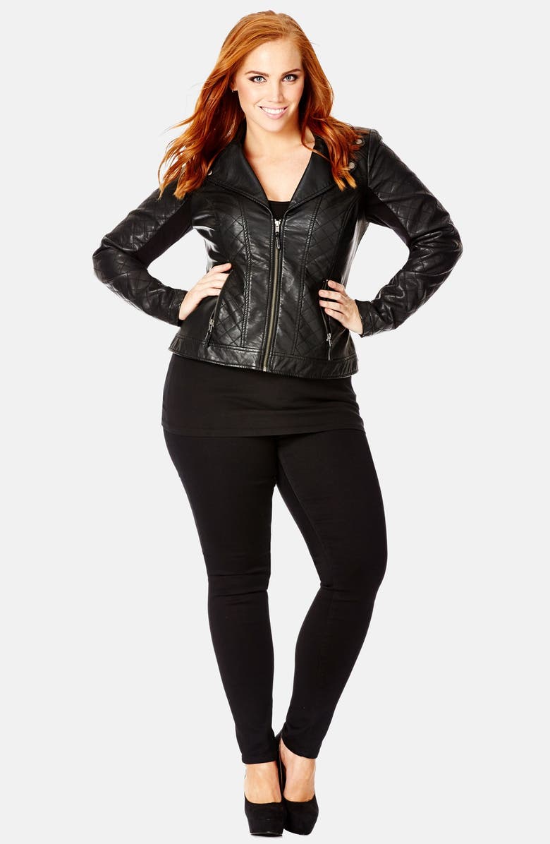 City Chic 'Moto Puffa' Faux Leather Jacket (Plus Size) | Nordstrom