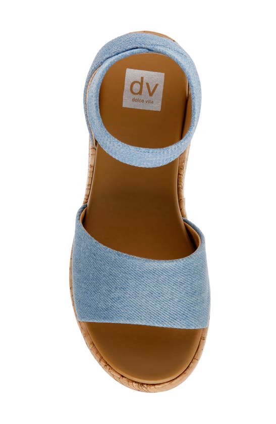 Shop Dolce Vita Dv By  Kids' Sicile Ankle Strap Platform Wedge Sandal In Denim