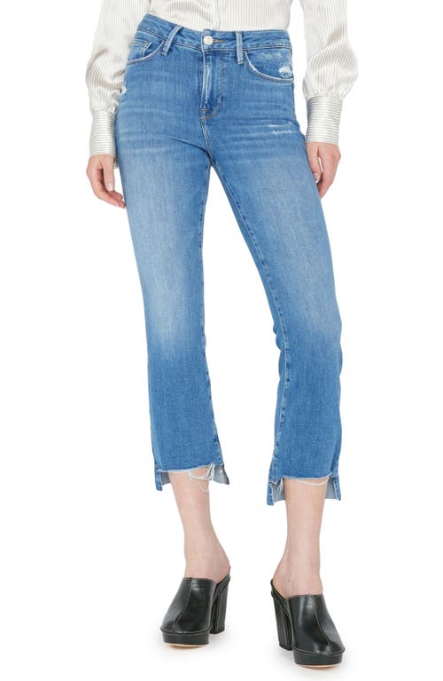 FRAME Le Crop Mini Boot Stagger Raw Hem Crop Bootcut Jeans in Drizzle Rips Chew at Nordstrom, Size 26