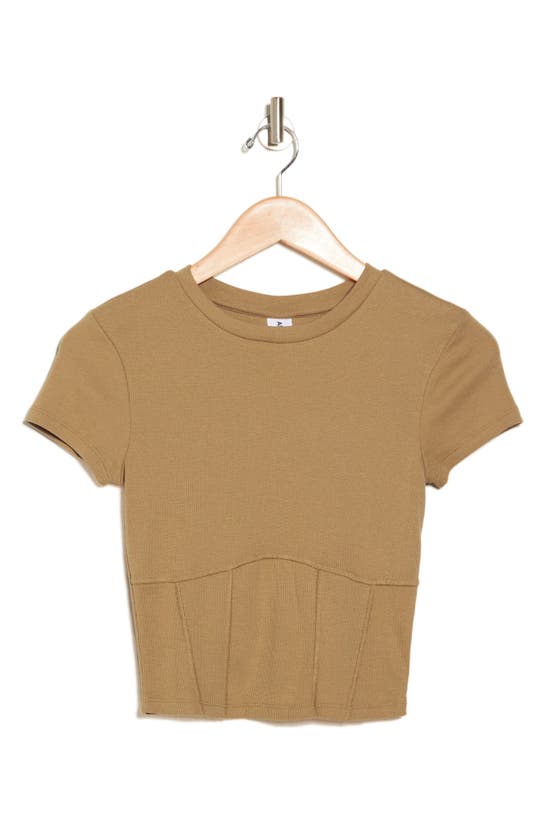 Shop Abound Corset Seamed Baby T-shirt In Tan Cartouche