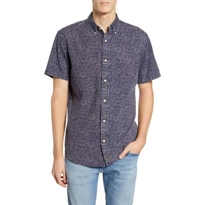 Faherty Pacific Regular Fit Floral Short Sleeve Button-Down Sport Shirt, Green