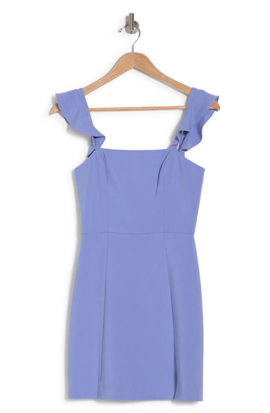 French Connection Whisper Ruffle Strap Minidress In Paradiso Blue