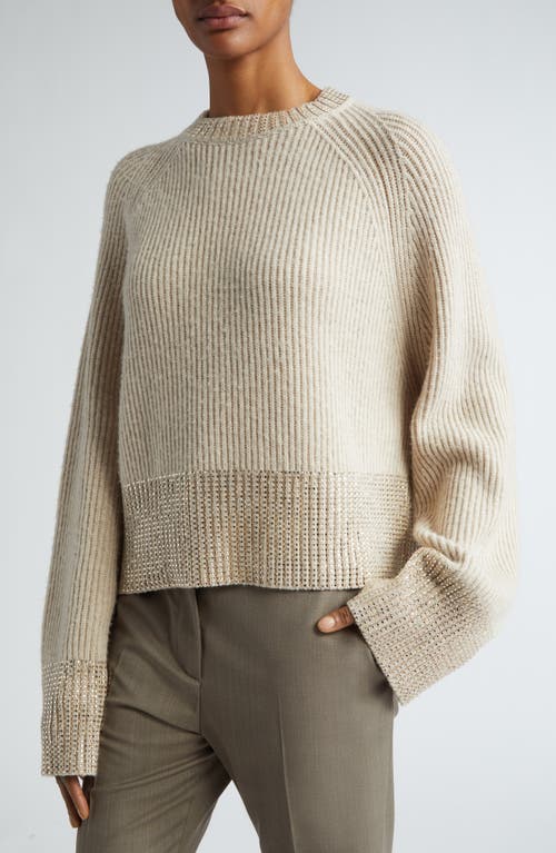 Shop Golden Goose Journey Crystal Wool Rib Sweater In Light Tan