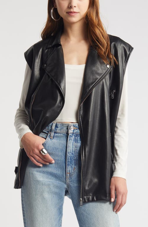 Shop Open Edit Faux Leather Moto Vest In Black