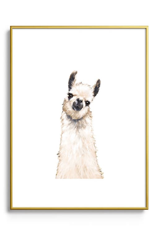 Deny Designs Llama Portrait Framed Art Print in Golden Tones at Nordstrom