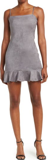 Susana Monaco Ruffle Hem Sleeveless Faux Suede Dress Nordstrom