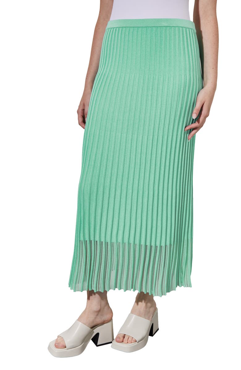 Ming Wang Textured Stripe Sheer Hem Midi Skirt, Alternate, color, 