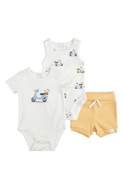 Petit Lem Scooter Print Short Sleeve Bodysuit, Sleeveless Bodysuit & Shorts Gift Set Off White at Nordstrom,