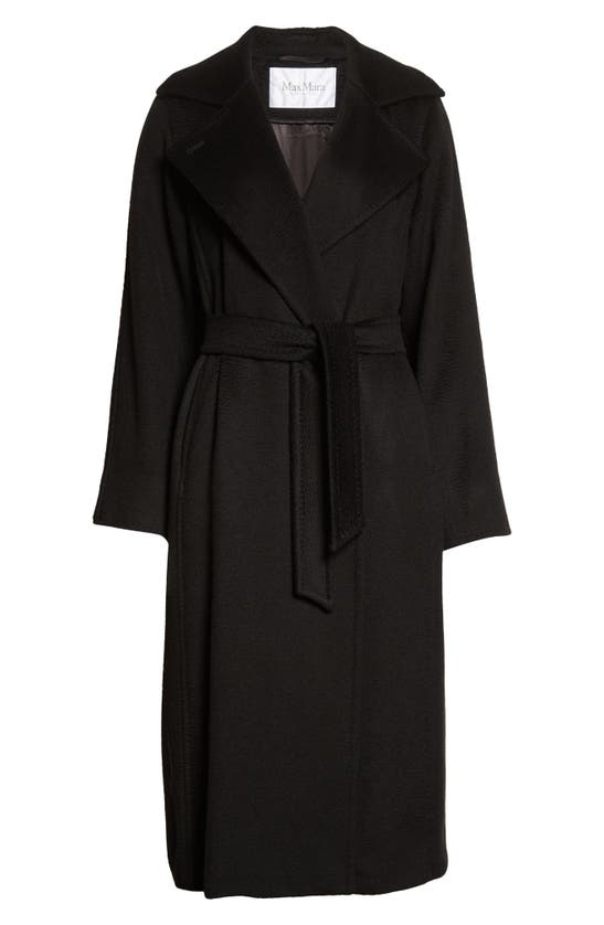 Shop Max Mara Manuela Camel Hair Wrap Coat In Black/ Black