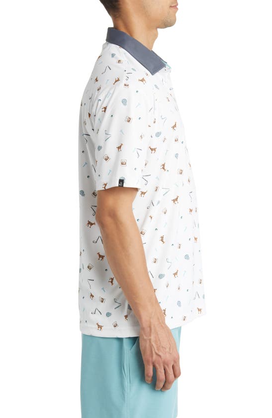 Swannies Amendt Print Polo In White-marine