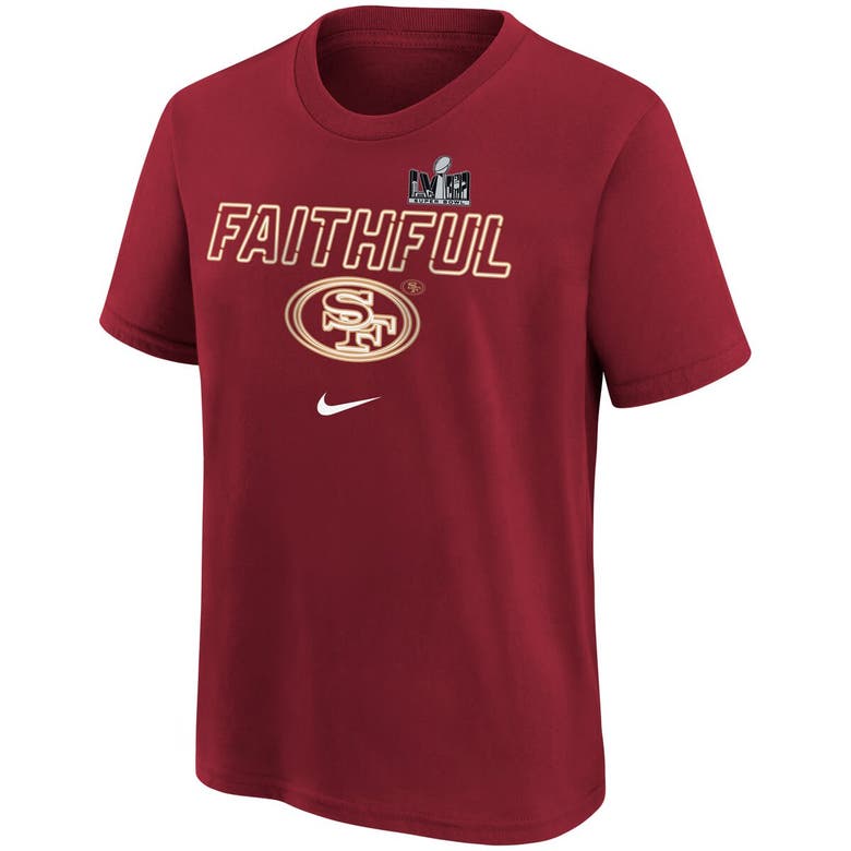Shop Nike Youth   Scarlet San Francisco 49ers Super Bowl Lviii Local T-shirt