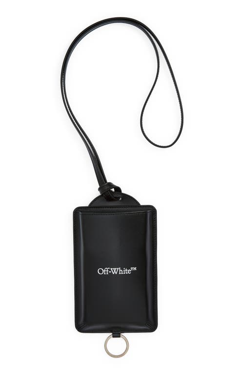 Shop Off-white Bookish Logo Leather Phone Pouch In Black - White