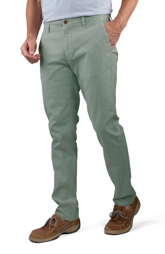 Shop Tailor Vintage Puretec Cool® Linen & Cotton Chino Pants In Chinois Green
