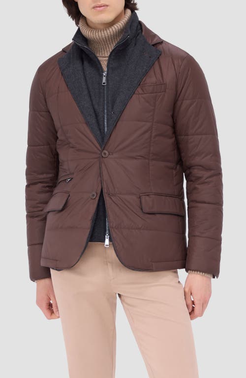 Bugatchi Quilted Water Repellent Nylon Blazer With Bib In Truffle
