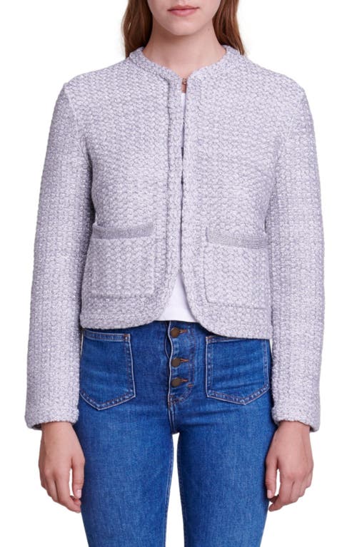 Shop Maje Mabrille Sequin Tweed Jacket In Silver