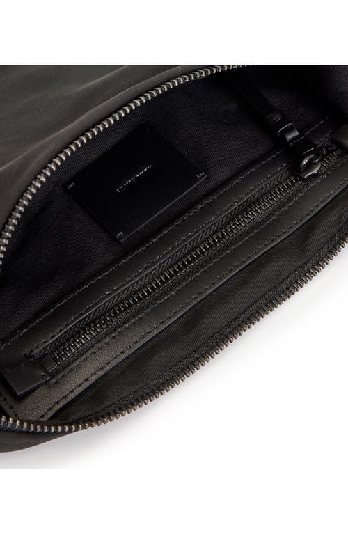 Shop Allsaints Half Moon Nylon Crossbody Bag In Black/black