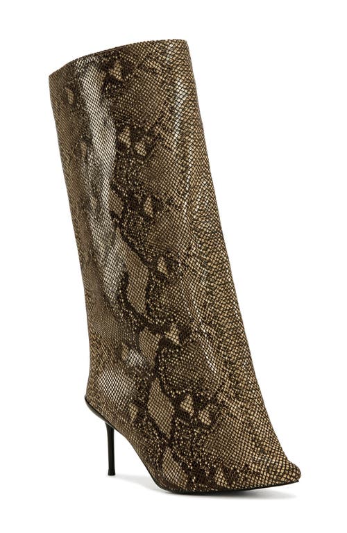 Azalea Wang Couture Crazy Pointy Toe Knee High Boot In Snake