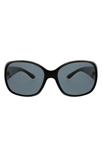 Oscar De La Renta Beveled Modern 62mm Rectangular Polarized Sunglasses In Black