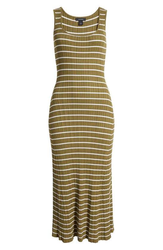 Shop Halogen Stripe Knit Tank Dress In Olive Drab