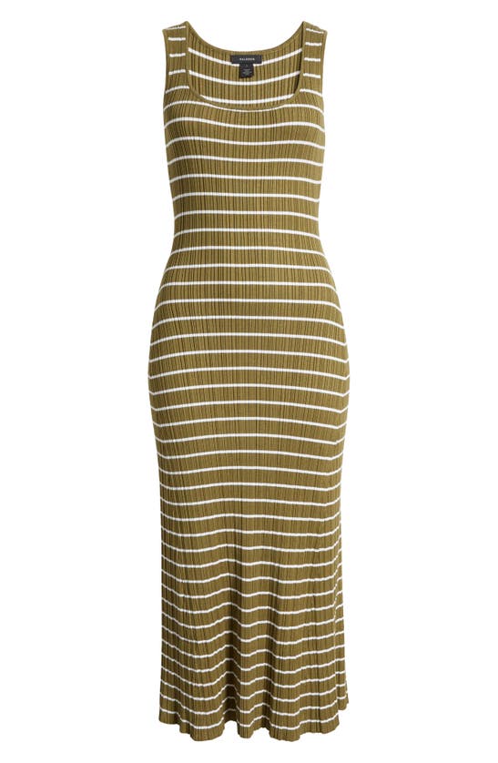 Shop Halogen (r) Stripe Knit Tank Dress In Olive Drab