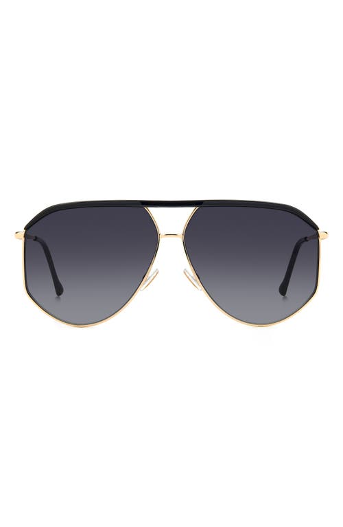 64mm Oversize Aviator Sunglasses in Gold Black/Grey Shaded