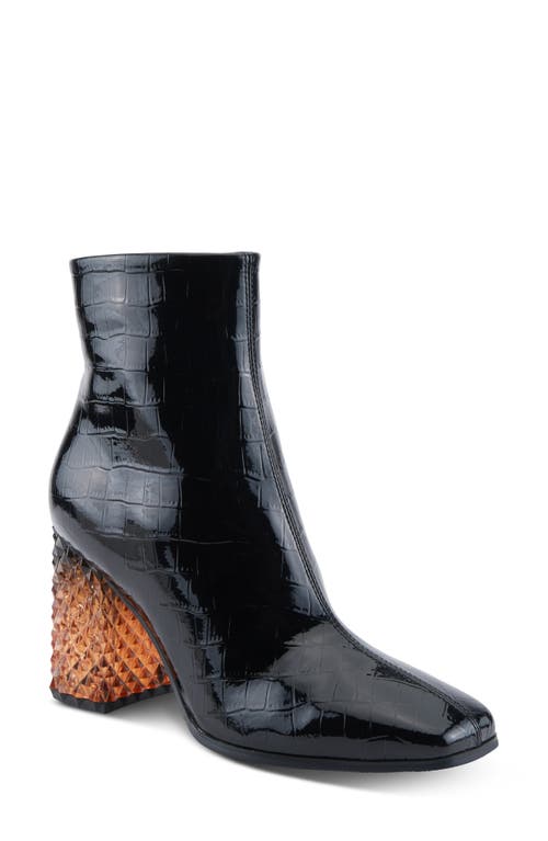 Azura By Spring Step Longoria Square Toe Bootie In Black Patent