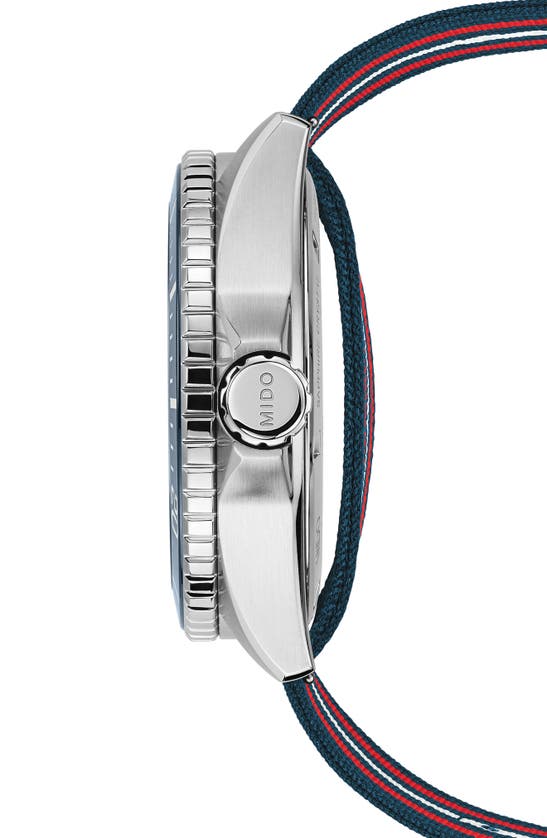 Mido Ocean Star Gmt Automatic Bracelet Watch & Fabric Strap Gift Set, 44mm In Blue