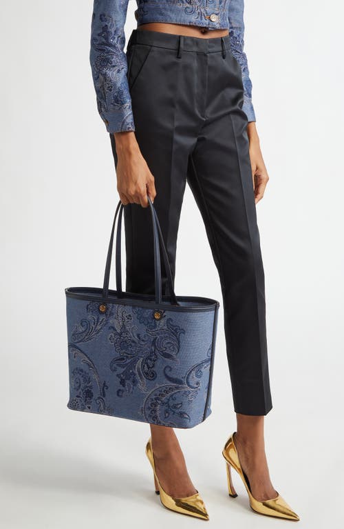 Shop Etro Essential Jacquard Tote In Denim