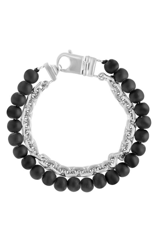 Effy Sterling Silver Double Strand Onyx Beaded Bracelet In Black