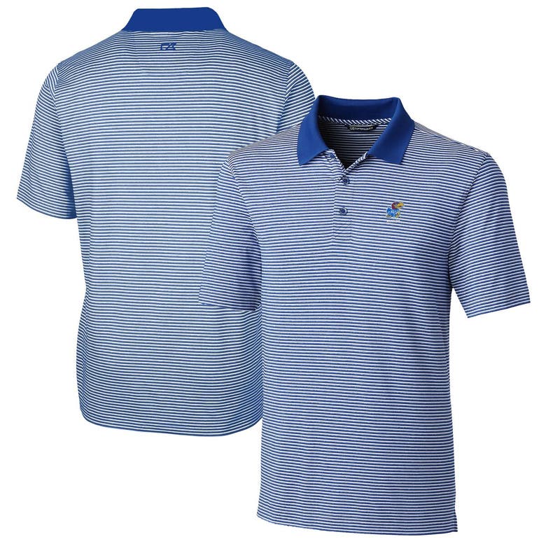 Shop Cutter & Buck Royal Kansas Jayhawks Alumni Logo Forge Tonal Stripe Stretch Polo In Blue