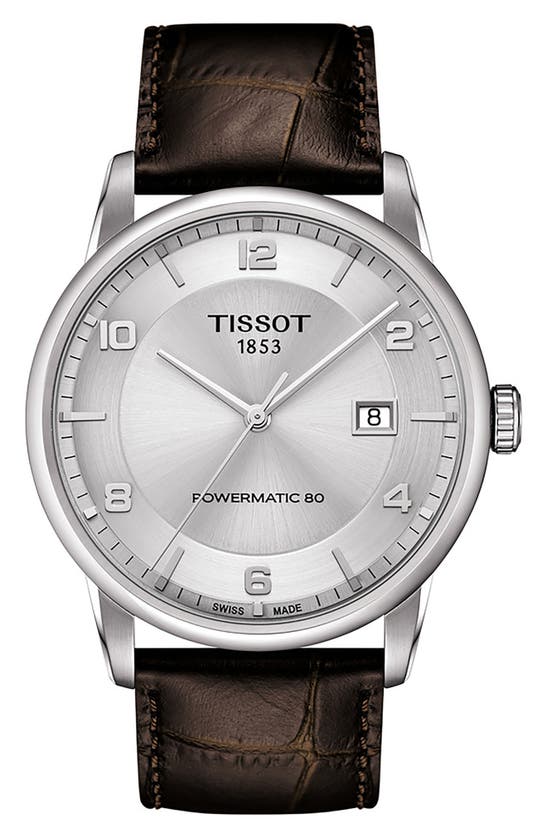 Tissot Luxury Gts Automatic Leather Strap Watch, 41mm In Brown/ Silver