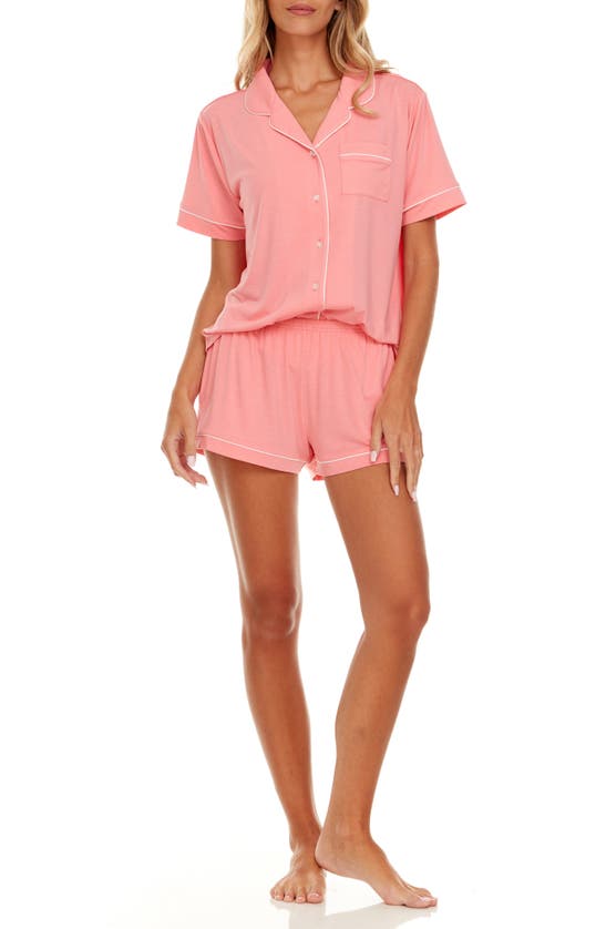 Shop Flora By Flora Nikrooz Annie Shirt & Shorts 2-piece Pajama Set In Melon