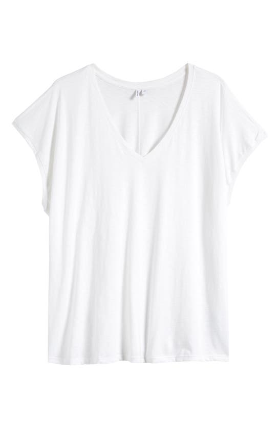 Shop Nordstrom V-neck Pima Cotton Slub T-shirt In White