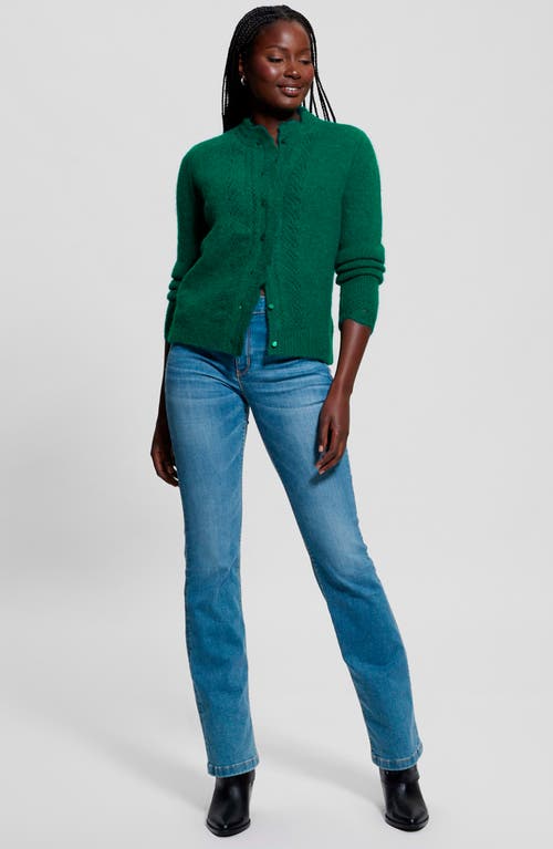 Guess Macie Pointelle Detail Cardigan In Adventurous Green