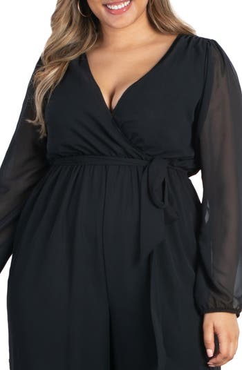 Plus Size Celina Chiffon Long Sleeve Jumpsuit