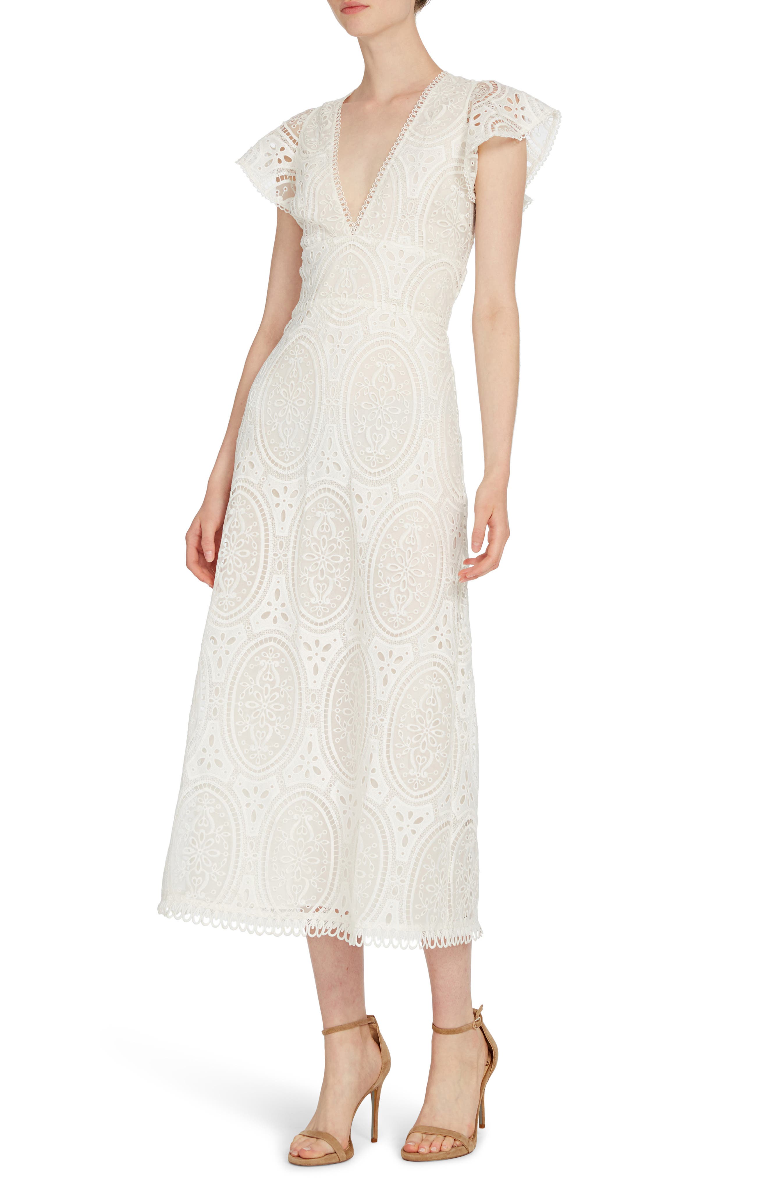 ml monique lhuillier draped lace dress