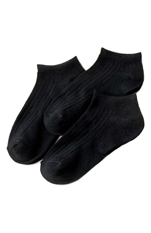 Stems 3-Pack Cotton Blend Rib Ankle Socks in Black at Nordstrom
