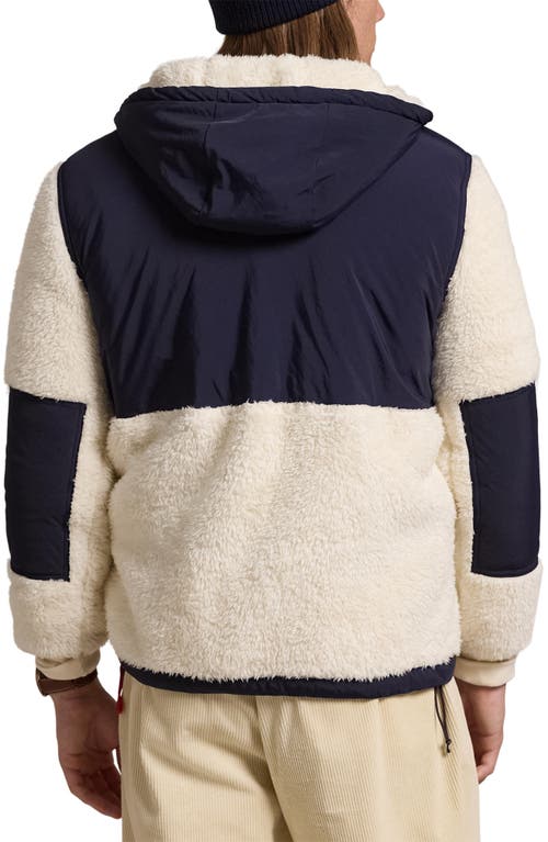 Shop Polo Ralph Lauren Hooded Nylon & Fleece Popover Jacket In Herbal Milk Multi