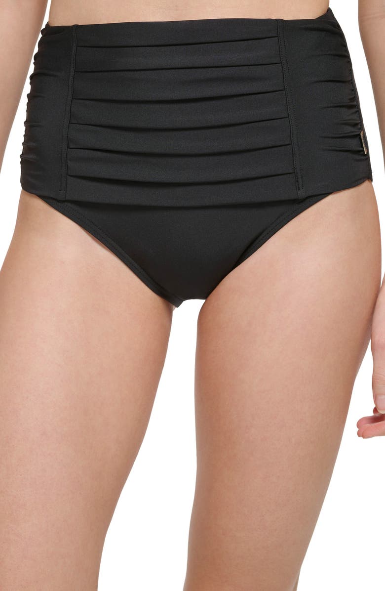 Calvin Klein Pleated High Waist Bikini Bottoms | Nordstromrack