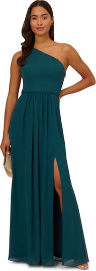 Adrianna Papell One Shoulder Crepe Chiffon Gown Nordstrom