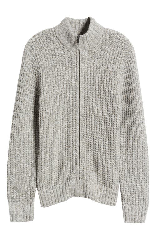 Vince Mega Marl Full Zip Sweater In H Stone