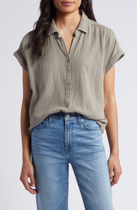 Dollie Short Sleeve Cotton Button-Up Shirt